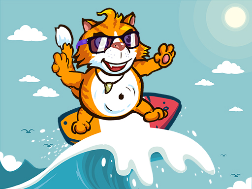 Surfer Cat: Collect Sea Shells on the Waves